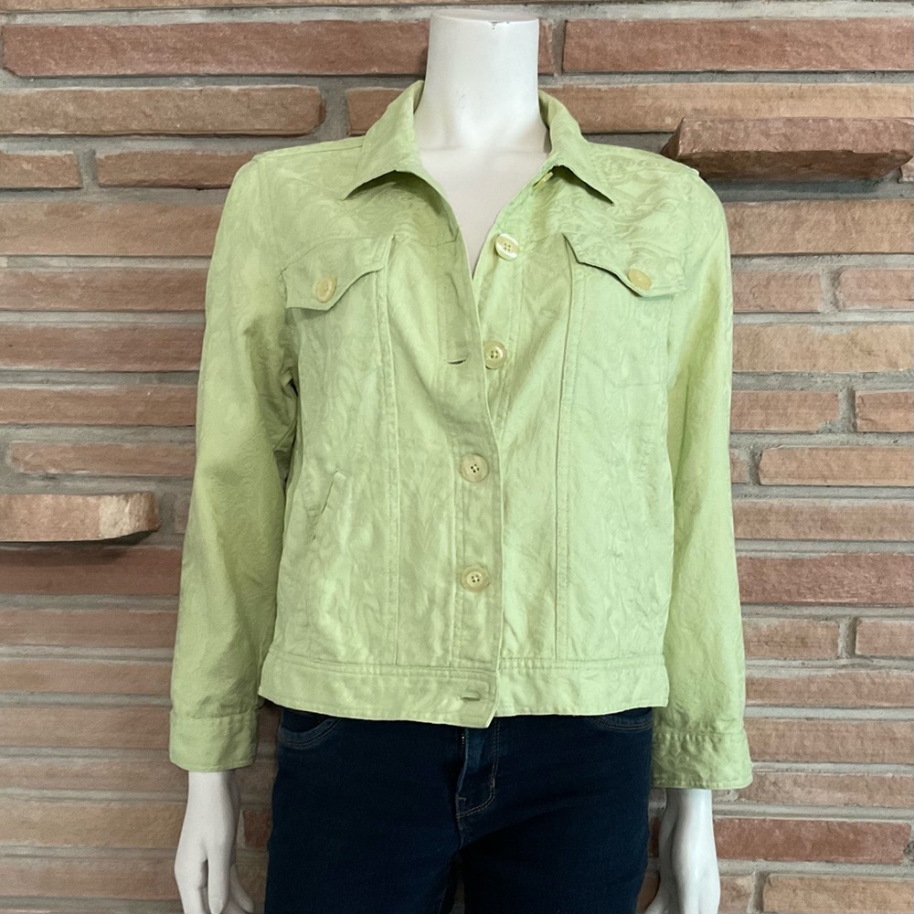 Linden Hill Green Cotton Damask Jacket Y2K Style Medium